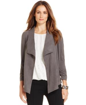 Alfani Faux-suede Draped Cardigan, Only At Macy's