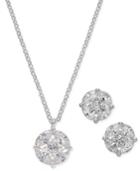 Charter Club Silver-tone Cubic Zirconia Pendant Necklace And Stud Earrings, Only At Macy's
