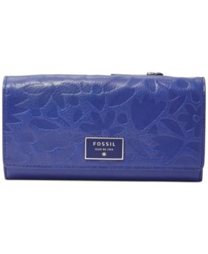 Fossil Embossed Leather Flap Wallet