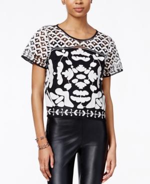 Bar Iii Crocheted Mesh-back Top, Only At Macy's