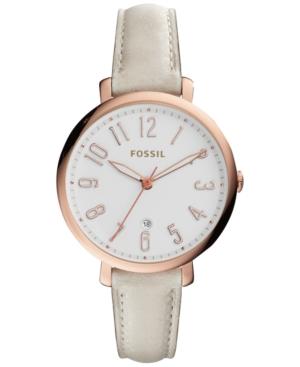 Fossil Women's Jacqueline White Leather Strap Watch 36mm Es3943