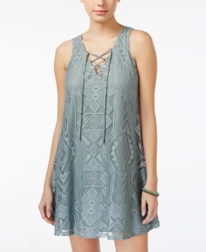 Be Bop Juniors' Aztec-print Lace-up Swing Dress