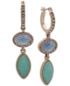 Lonna & Lilly Gold-tone Pave & Colored Stone Double Drop Hoop Earrings