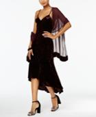 Vince Camuto Velvet High-low Slip Dress With Chiffon Scarf