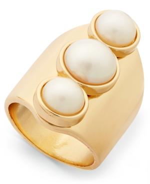 Thalia Sodi Gold-tone Triple Imitation Pearl Statement Ring, Only At Macy's