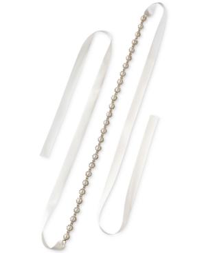 Jewel Badgley Mischka Gold-tone Crystal & Imitation Pearl Ribbon Sash