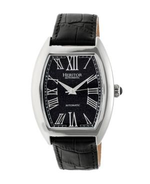 Heritor Automatic Baron Silver & Navy Leather Watches 40mm