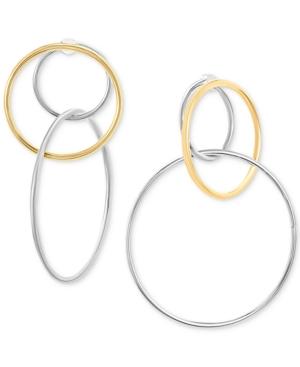 Steve Madden Two-tone Interlocking Hoop Drop Earrings