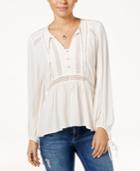 Jessica Simpson Crocheted Tie-front Peasant Top