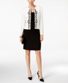 Tahari Asl Embroidered Jacket Skirt Suit