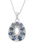 Sapphire (7/8 Ct. T.w) And Diamond (1/8 Ct. T.w.) Pendant Necklace In 14k White Gold