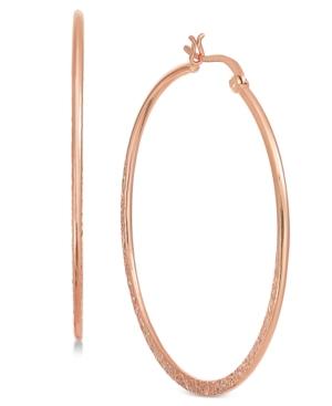 Essentials Large Silver Plated Textured Hoop Earrings