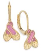 Lily Nily Children's Pink Enamel Ballet Slipper Leverback Earrings In 18k Gold Over Sterling Silver