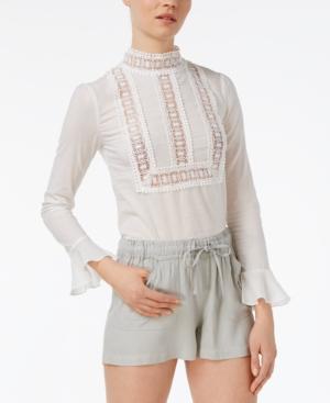 Endless Rose Mock-neck Crochet-detail Top