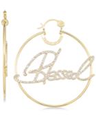 Sis By Simone I. Smith Crystal Blessed Hoop Earrings In 14k Gold Over Sterling Silver