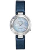 Citizen Women's Carina Diamond & Sapphire Accent Dark Blue Leather Strap Watch 28mm Em0461-06y, Limited Edition