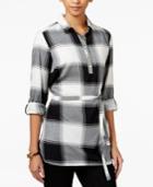 Tommy Hilfiger Plaid Belted Tunic, Only At Macy's