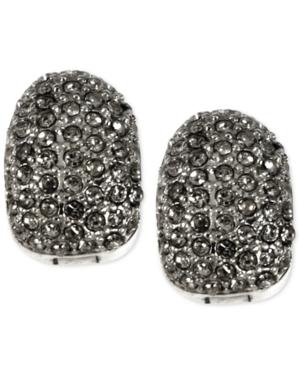 Anne Klein Silver-tone Black Crystal Huggie Clip-on Earrings