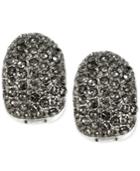Anne Klein Silver-tone Black Crystal Huggie Clip-on Earrings
