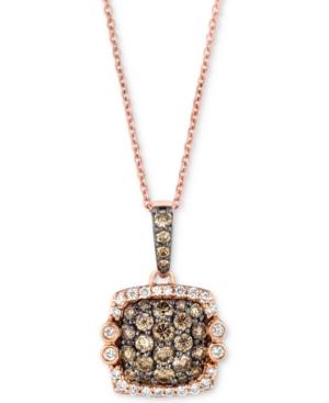 Le Vian Chocolatier Diamond Square Cluster 18 Pendant Necklace (7/8 Ct. T.w.) In 14k Rose Gold