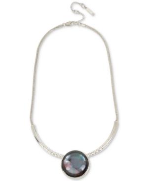 Kenneth Cole New York Silver-tone Pave & Black Imitation Pearl Statement Necklace, 15-1/2 + 3 Extender