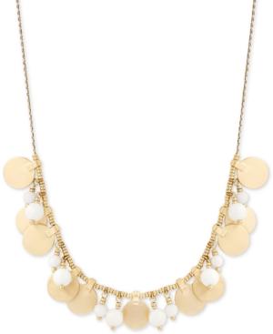 Lucky Brand Gold-tone Shaky Bead & Disc Statement Necklace, 24 + 2 Extender