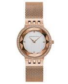 Bcbg Maxazria Ladies Rose Gold Tone Mesh Bracelet Watch With Silver Dial, 35mm