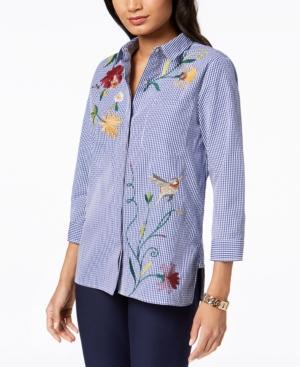 Olivia & Grace Embroidered Gingham Top