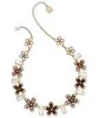 Anne Klein Gold-tone Crystal Flower Statement Necklace