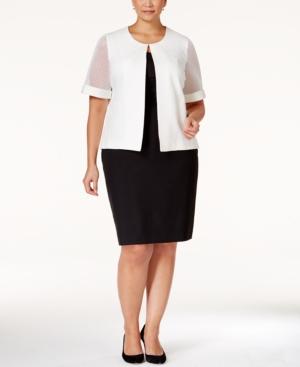 Nine West Plus Size Mesh-sleeve Jacket