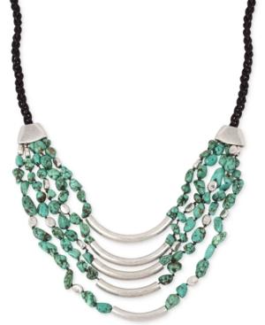 Robert Lee Morris Soho Silver-tone Braided Cord Metallic And Bead Layer Necklace