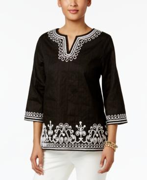 Alfred Dunner Petite Cotton Embroidered Tunic