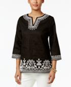 Alfred Dunner Petite Cotton Embroidered Tunic