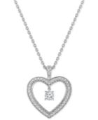 Trumiracle Diamond Floating Heart Pendant Necklace (1/2 Ct. T.w.) In 10k White Gold