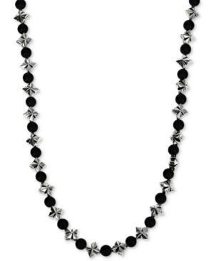 King Baby Men's Onyx (4mm) & Celtic Cross 24 Statement Necklace In Sterling Silver