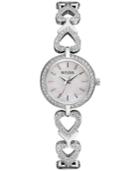 Bulova Women's Crystal Stainless Steel Bracelet Watch & Heart Necklace Box Set 22mm 96x136