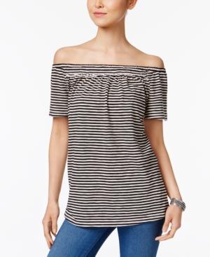 Style & Co Striped Off-the-shoulder Top, Created For Macy's