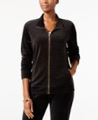 Karen Scott Velour Dot-print Mock-neck Jacket, Created For Macy's