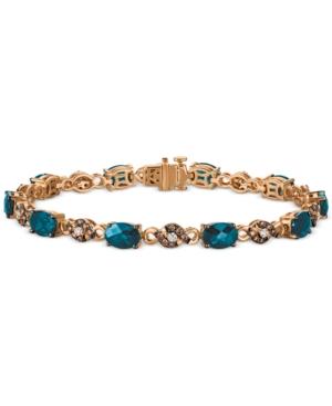 Le Vian Chocolatier Blue Topaz (9 Ct. T.w.) And Diamond (3/4 Ct. T.w.) Link Bracelet In 14k Rose Gold
