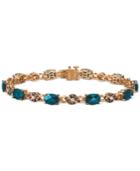Le Vian Chocolatier Blue Topaz (9 Ct. T.w.) And Diamond (3/4 Ct. T.w.) Link Bracelet In 14k Rose Gold