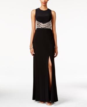 Blondie Nites Juniors' Embellished Illusion Cutout Gown