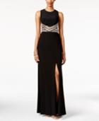 Blondie Nites Juniors' Embellished Illusion Cutout Gown