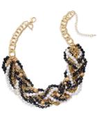Thalia Sodi Gold-tone Black And White Beaded Torsade Necklace, Only At Macy's