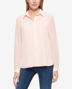 Tommy Hilfiger Tab-sleeve French Dot Shirt, Only At Macy's