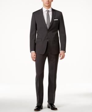 Calvin Klein Men's Extra Slim-fit Charcoal Pinstripe Suit