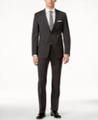 Calvin Klein Men's Extra Slim-fit Charcoal Pinstripe Suit