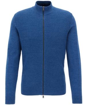 Boss Men's Waffle-knit Cotton Full-zip Sweater