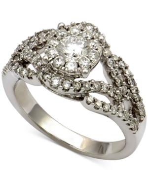 Diamond Cluster Swirl Ring (1-1/10 Ct. T.w.) In 14k White Gold