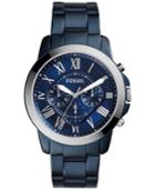 Fossil Men's Chronograph Nate Blue Ion-plated Stainless Steel Bracelet Watch 44mm Fs5230