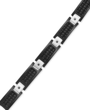 Men's Black Diamond Bracelet In Black-plated Stainless Steel (1/10 Ct. T.w.)